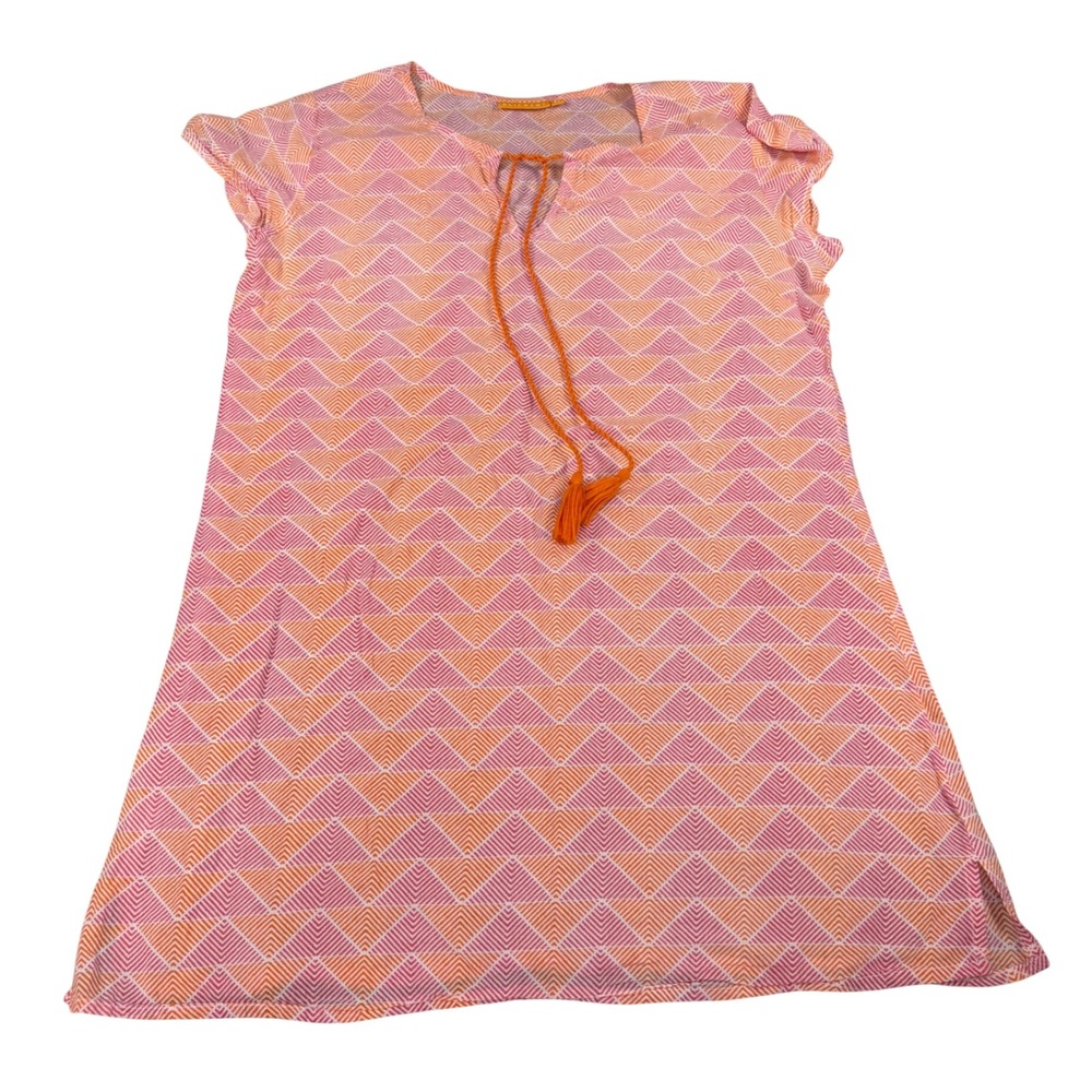 Oliphant Womens Pink Orange Geometric Cotton Beach Coverup Shift Dress Size M
